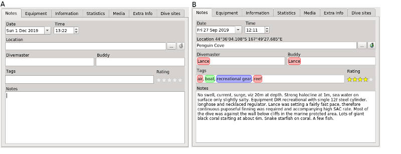 FIGURE: The Dive Notes tab